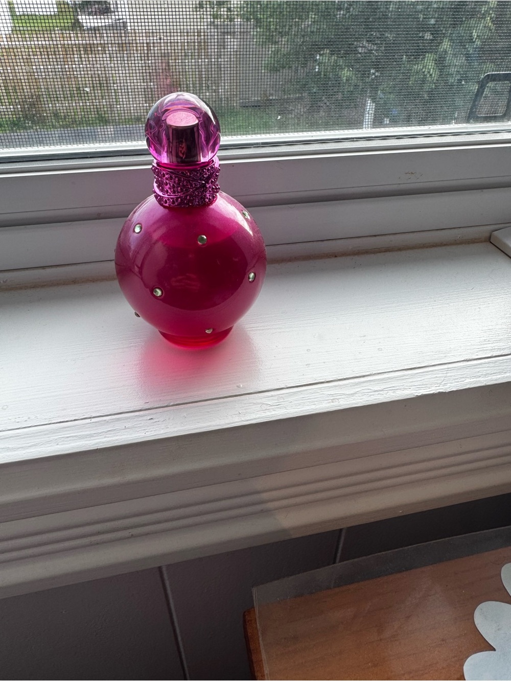 Hot Pink Decorative Glass Accent Vase with Crystal Accents